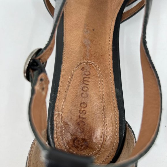 Corso Como Black Leather Strappy Sandals | Buckle Closure - Picture 3 of 9